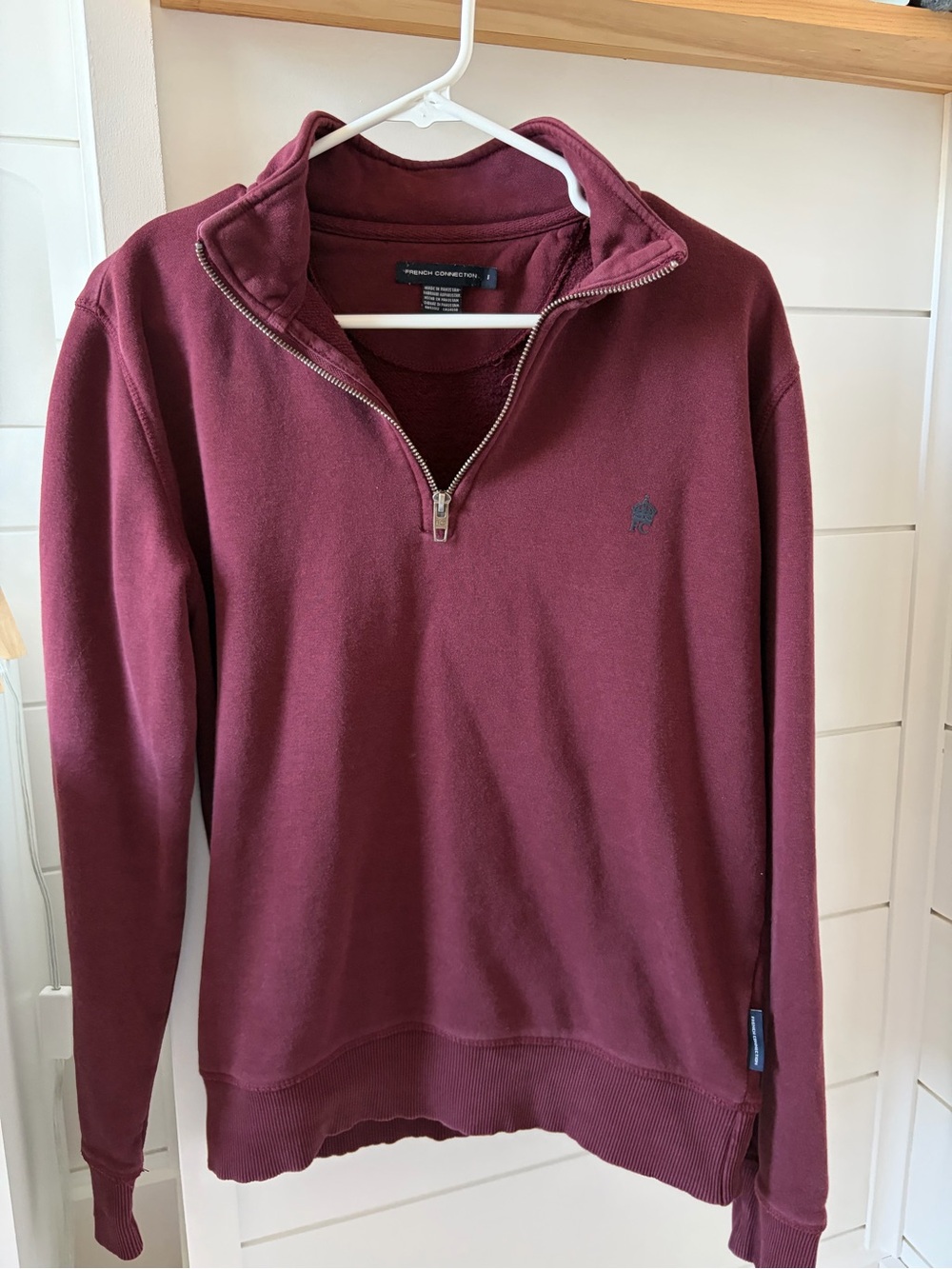 French Connection Maroon Quarter Zip Sweater